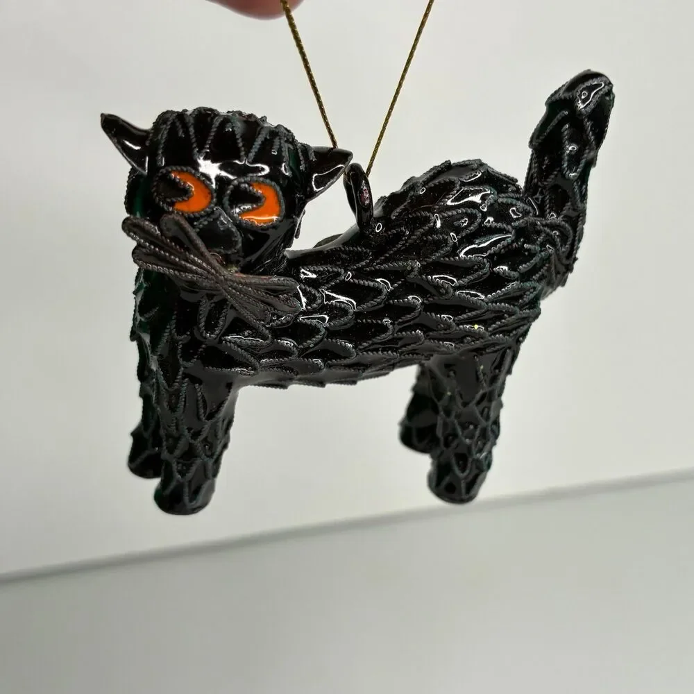 Smithsonian Institution Warshaw Coll 3 Halloween Ornaments Pumpkin Cat Ghost